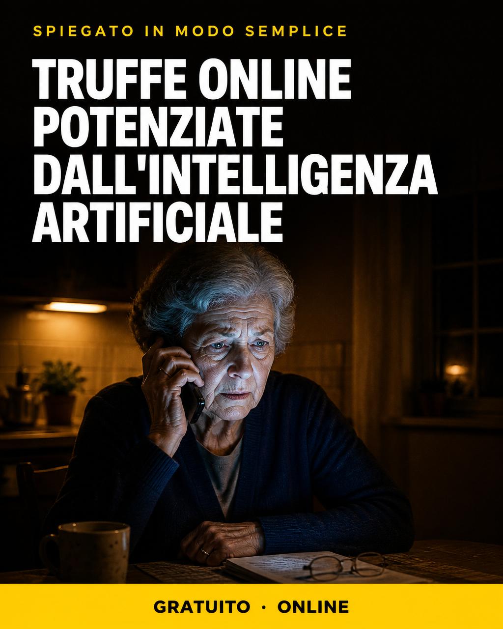 Locandina: Truffe online potenziate dall'IA